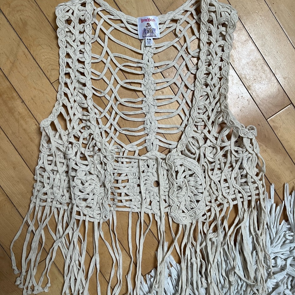 Roommates boho Cream Crochet Vest